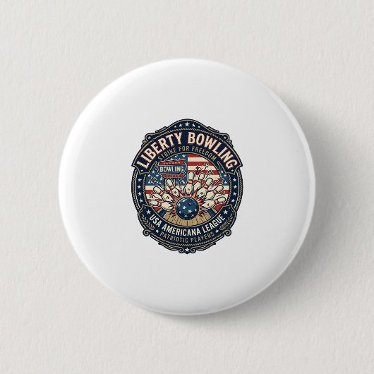Liberty Bowling Patriottisch Patriottisch Bowling  Ronde Button 5,7 Cm (Voorkant)