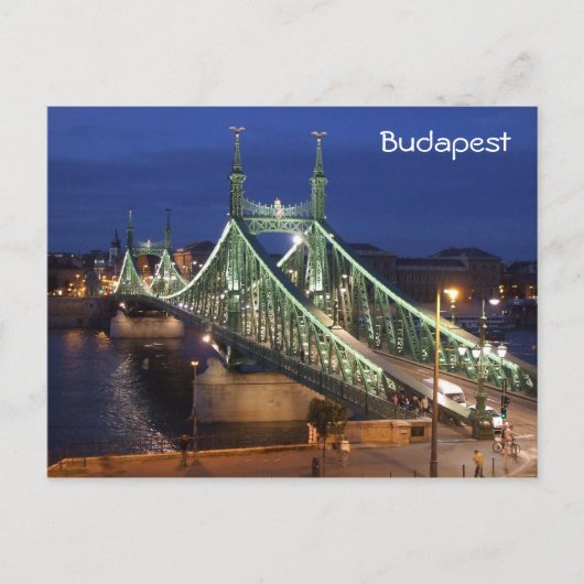 Liberty Bridge 's nachts - Boedapest Briefkaart (Voorkant)