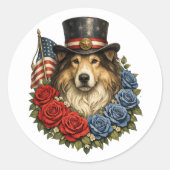 Liberty Collie Illustration Ronde Sticker (Voorkant)