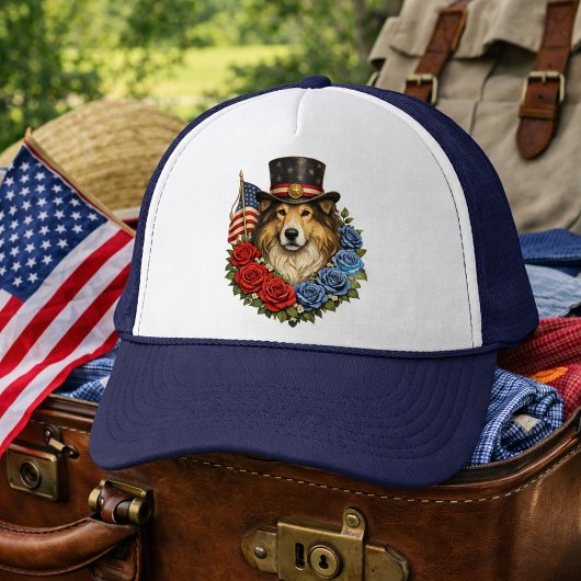 Liberty Collie Illustration Trucker Pet