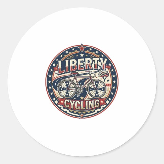 Liberty Cycling Patriottisch Patriottisch Fietsen Ronde Sticker (Voorkant)