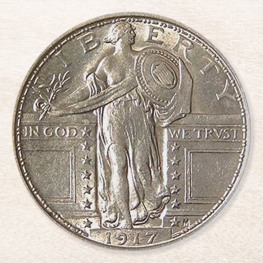 Liberty Dollar Ronde Kartonnen Onderzetter (Voorkant)