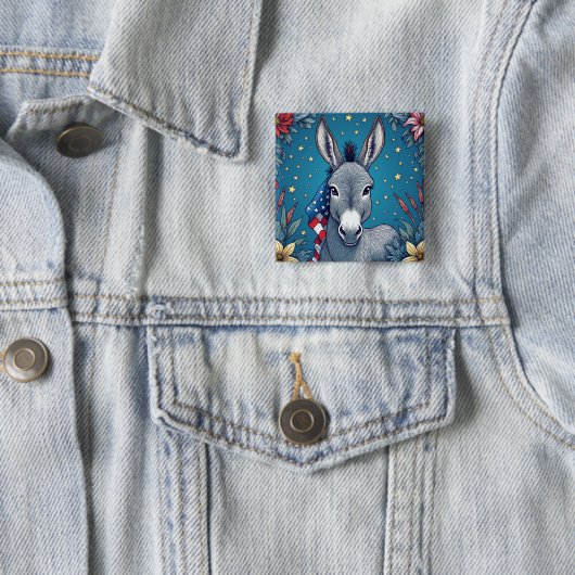 Liberty Donkey Vierkante Button 5,1 Cm (In situ)