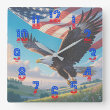 Liberty Eagle & Flag Square Wandklok (1776–2026)