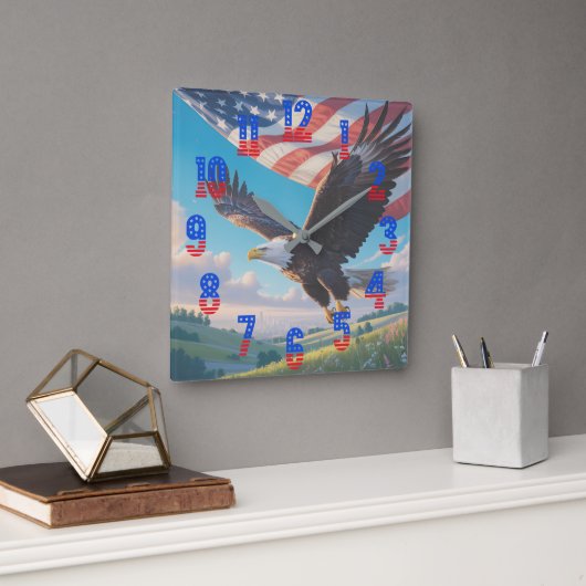 Liberty Eagle & Flag Square Wandklok (1776–2026) (Kantoor)