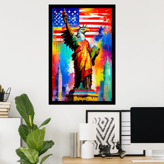 Liberty Eagle Statue Poster Pop Art (Thuiskantoor)