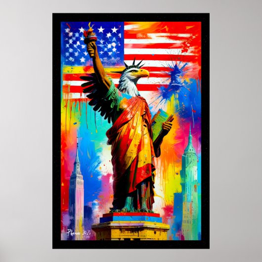 Liberty Eagle Statue Poster Pop Art (Voorkant)