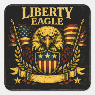 Liberty Eagle – Vrijheidssymbool Amerikaans Vierkante Sticker