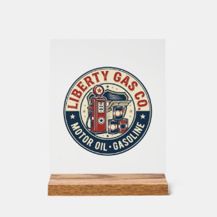 Liberty Gas Co Patriottisch Patriottisch Tankstati Acryl Bord