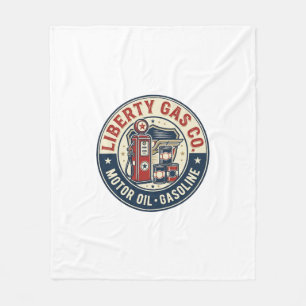 Liberty Gas Co Patriottisch Patriottisch Tankstati Fleece Deken