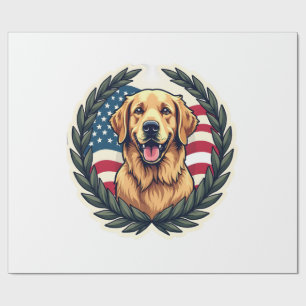 Liberty Golden Retriever Vintage Patriottisch T-sh Cadeaupapier