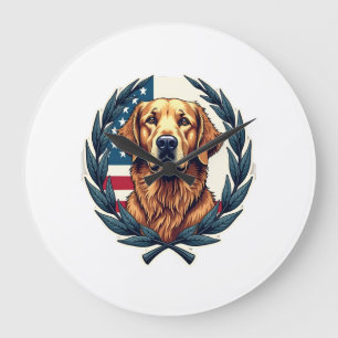 Liberty Golden Retriever Vintage Patriottische T-s Grote Klok