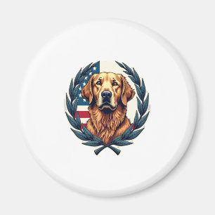 Liberty Golden Retriever Vintage Patriottische T-s Magneet