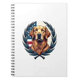 Liberty Golden Retriever Vintage Patriottische T-s Notitieboek