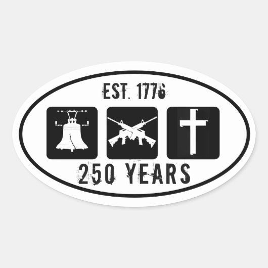 Liberty Guns Religion 1776 250 Ovale Sticker (Voorkant)