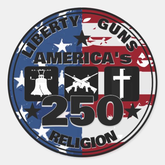 Liberty Guns Religion 250 Rond Sticker (Voorkant)