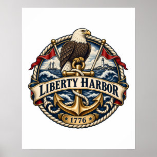 Liberty Harbor Adelaar en Anker Scheepvaart Crest Poster