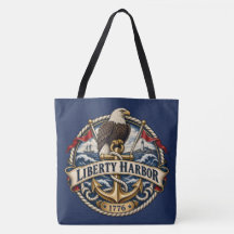 Liberty Harbor Eagle Anchor Navy Tote Tas