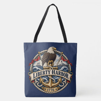 Liberty Harbor Eagle Anchor Navy Tote Tas