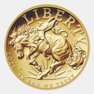 Liberty Horse Coin Klassieke Ronde Sticker