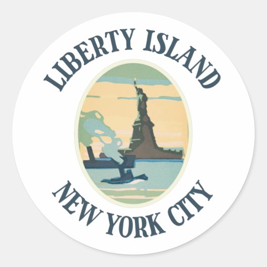 Liberty Island New York City Ronde Sticker (Voorkant)