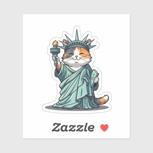 Liberty Kat – Cat als Vrijheidsbeeld Sticker (Vel)