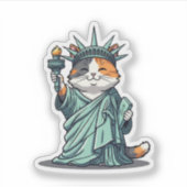 Liberty Kat – Cat als Vrijheidsbeeld Sticker (Voorkant)