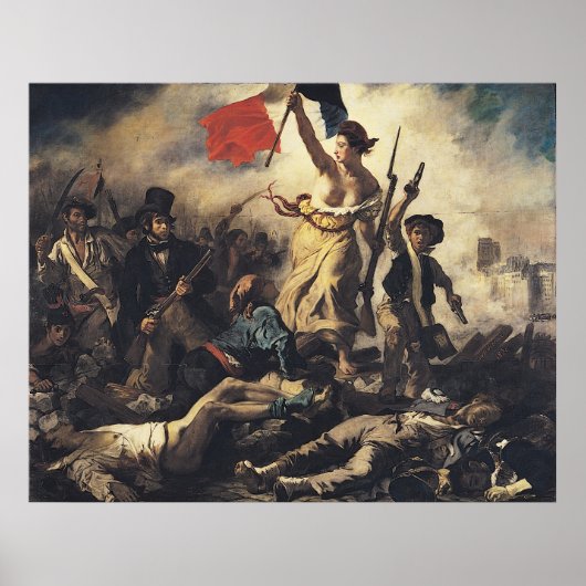 Liberty Leading the People door Eugene Delacroix Poster (Voorkant)
