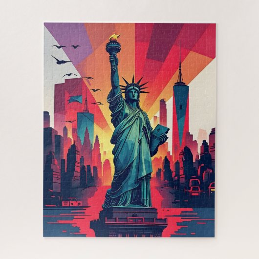 Liberty Lights: New York City Skyline Puzzel (Verticaal)