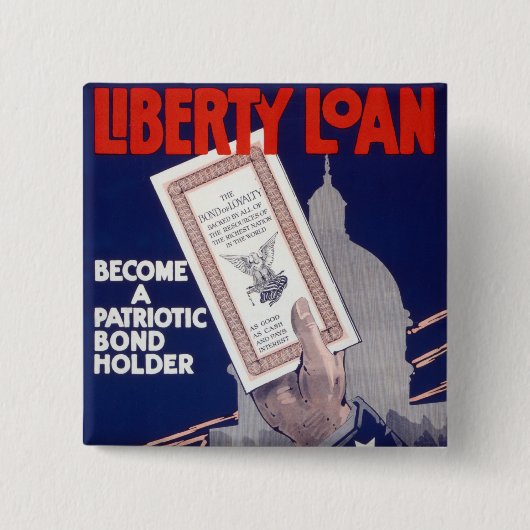 Liberty Loan Vierkante Button 5,1 Cm (Voorkant)