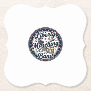 Liberty Marching Band Patriotische Mars Muziek Kartonnen Onderzetters