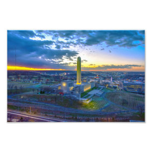 Liberty Memorial bij zonsondergang, Kansas City, M Foto Afdruk