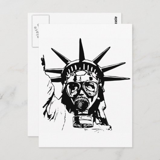 LIBERTY met gasmasker Briefkaart (Voorkant / Achterkant)