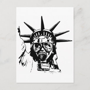 LIBERTY met gasmasker Briefkaart