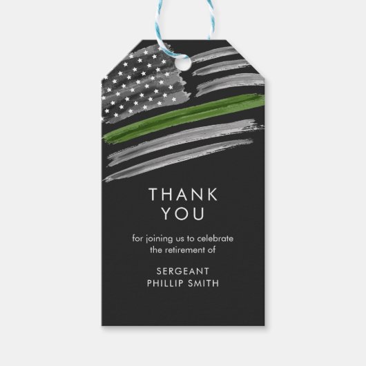 LIBERTY Militaire pensioenpartij Dunne groene lijn Cadeaulabel (Voorkant)