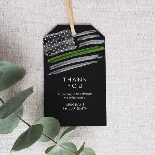 LIBERTY Militaire pensioenpartij Dunne groene lijn Cadeaulabel