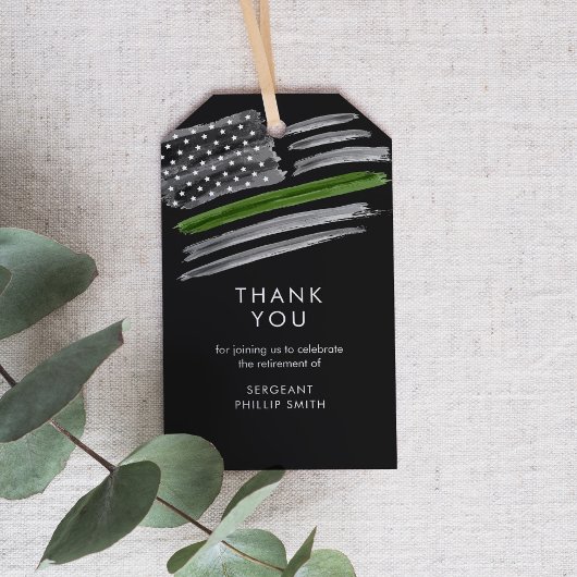 LIBERTY Militaire pensioenpartij Dunne groene lijn Cadeaulabel