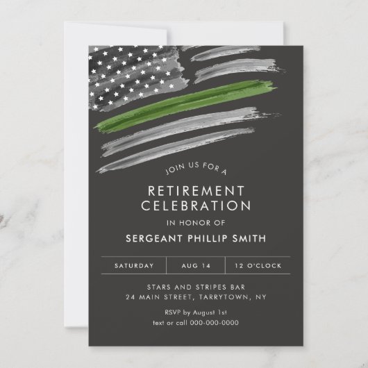 LIBERTY Militaire pensioenpartij Dunne groene lijn Kaart (Voorkant)