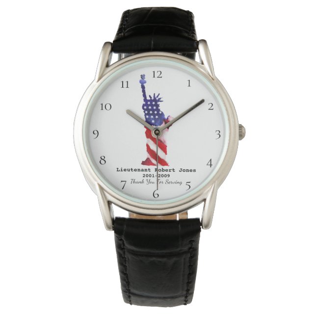 *~* Liberty Militaire Veteraan Rood Wit Blauw Horloge (Voorkant)