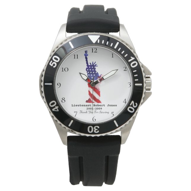 *~* Liberty Militaire Veteraan Rood Wit Blauw Horloge (Voorkant)