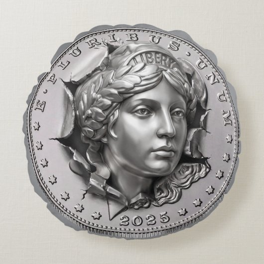 Liberty Munt Rond Kussen (Voorkant)