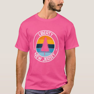 Liberty New Jersey NJ USA City Pride Retro Zonsond T-shirt