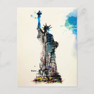 Liberty New York City Travel Love Waterverf Briefkaart