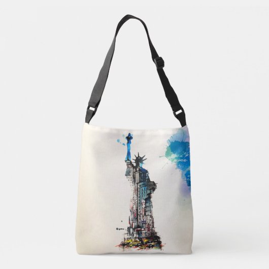 Liberty New York City Travel Love Waterverf Crossbody Tas (Achterkant)