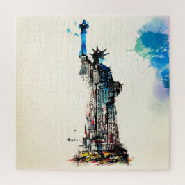 Liberty New York City Travel Love Waterverf Legpuzzel