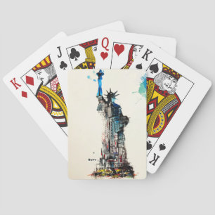 Liberty New York City Travel Love Waterverf Pokerkaarten
