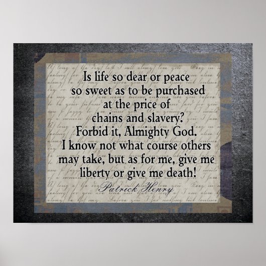 Liberty or Death - American Revolution quote Poster (Voorkant)