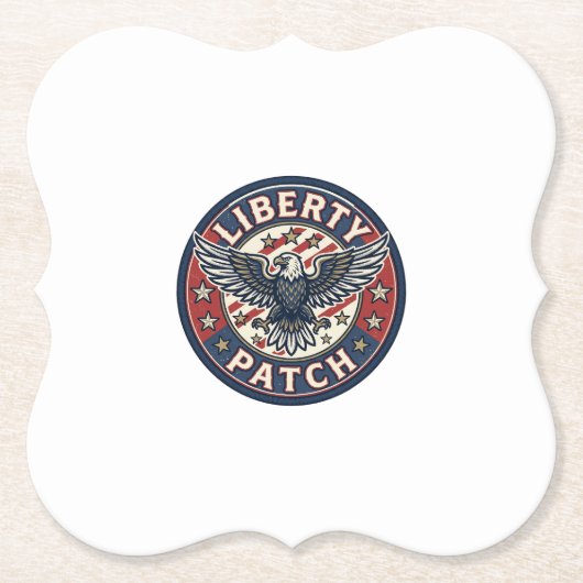 Liberty Patch Patriottische Borduurwerk Patch Kartonnen Onderzetters (Voorkant)
