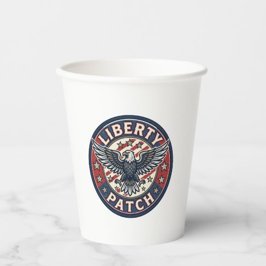 Liberty Patch Patriottische Borduurwerk Patch Papieren Bekers (Voorkant)