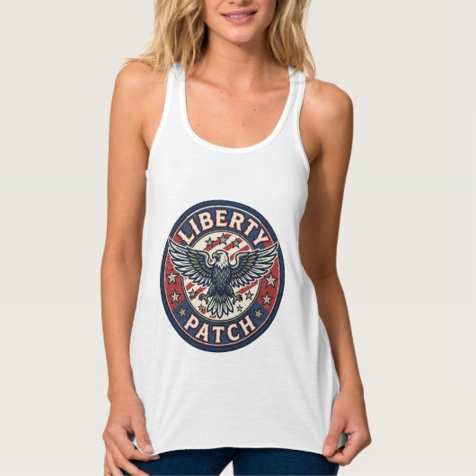 Liberty Patch Patriottische Borduurwerk Patch Tanktop (Voorkant)